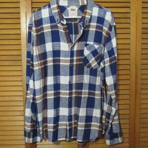 Levi's men's shirt blue & white 100% cotton button down long sleeve size XL